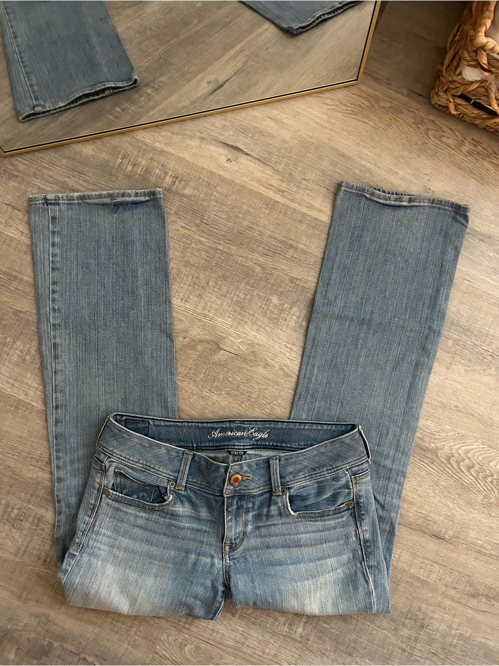 Vintage American Eagle Slim Boot Jeans Size 8 Low Rise Medium Light Wash Y2K